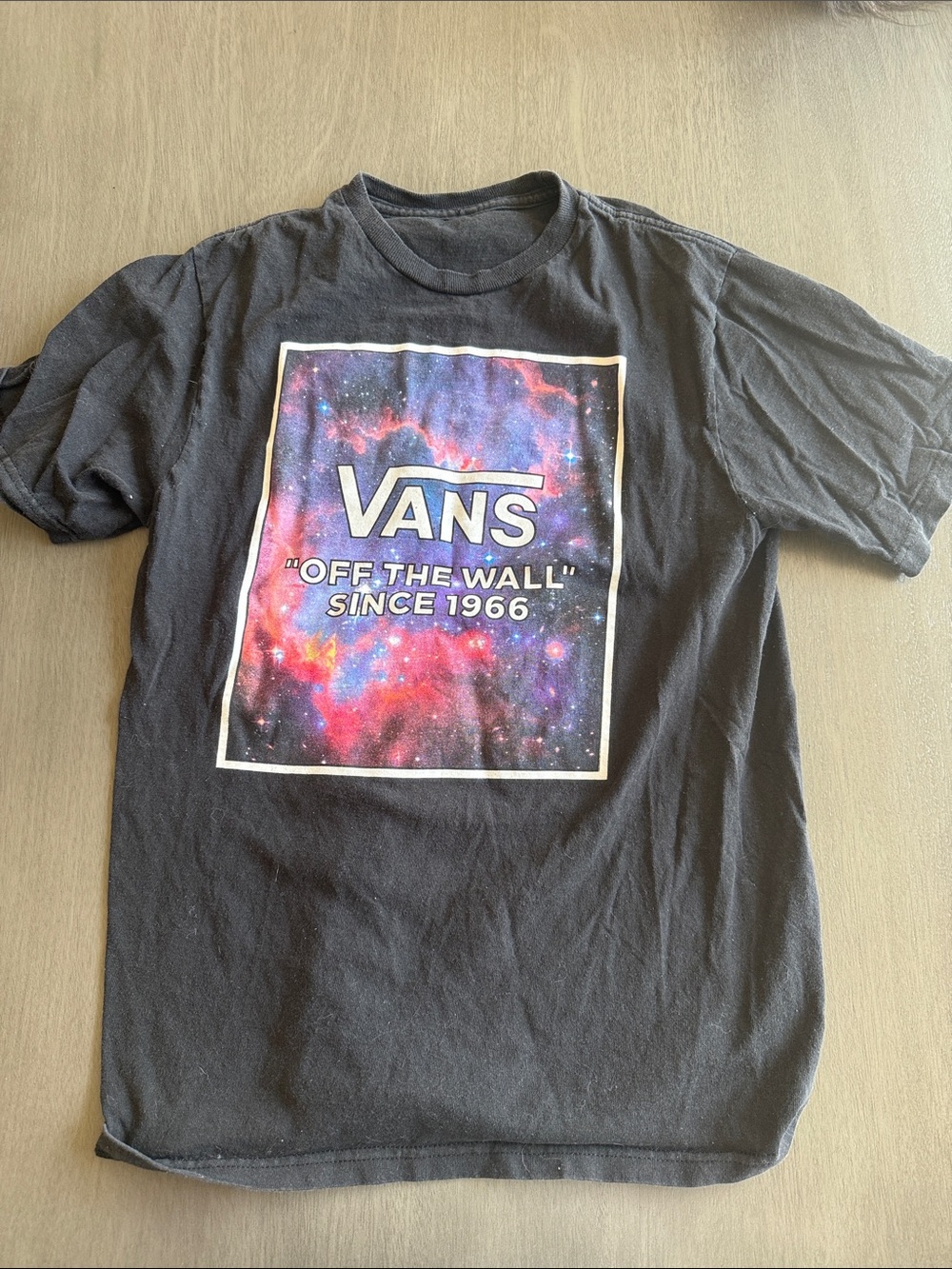 Vans Black Tee with Purple and Pink Galaxy Print